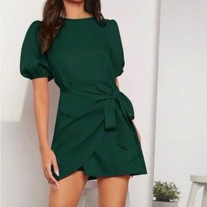 Green Puff Sleeve Dress NWT